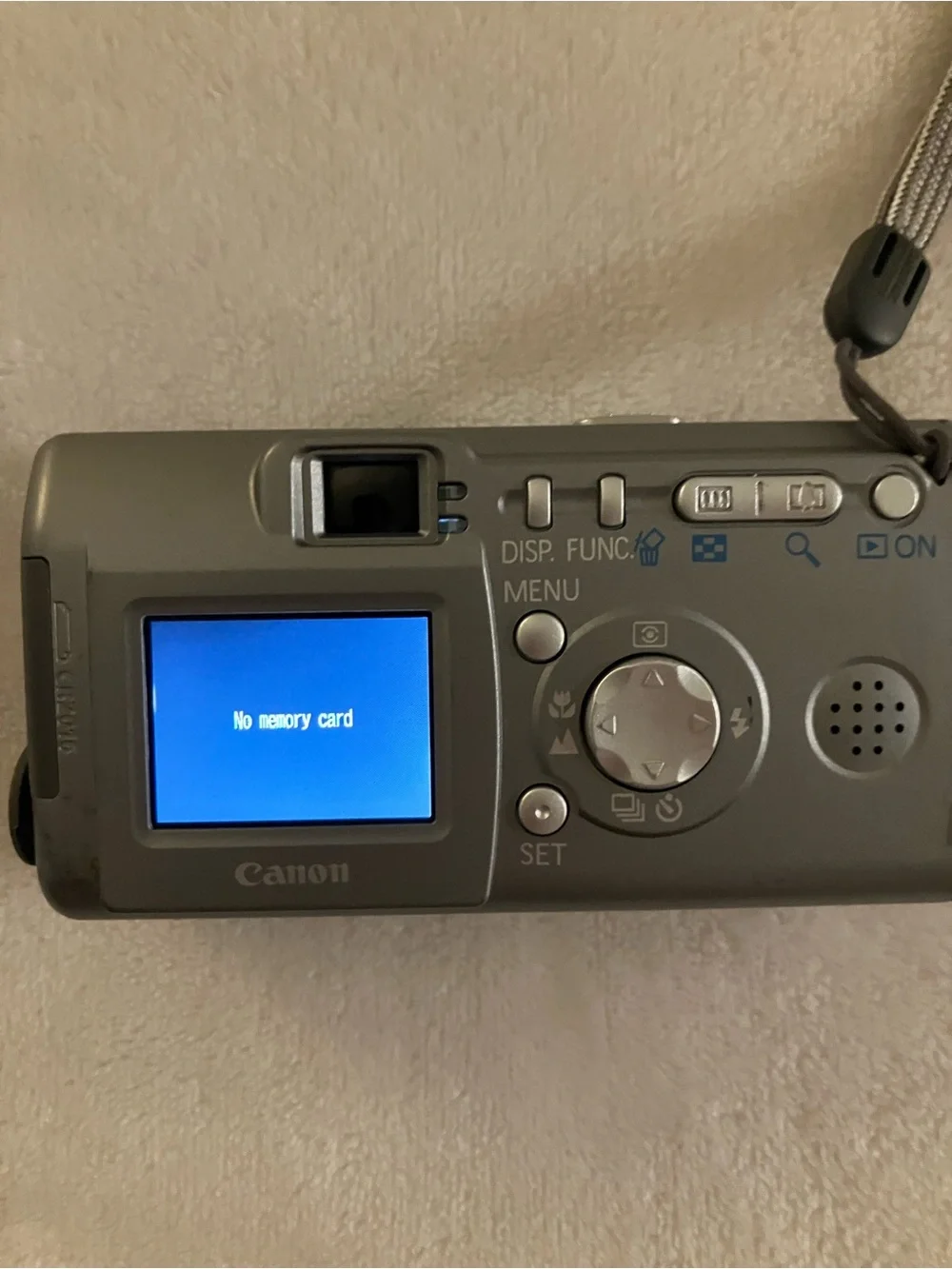 Vintage Canon Silver PowerShot A300 Compact Camera with Wrist Strap
